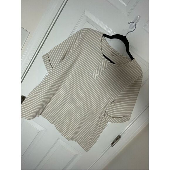 Appleseed’s women’s blouse tans white striped size XL - Picture 1 of 6